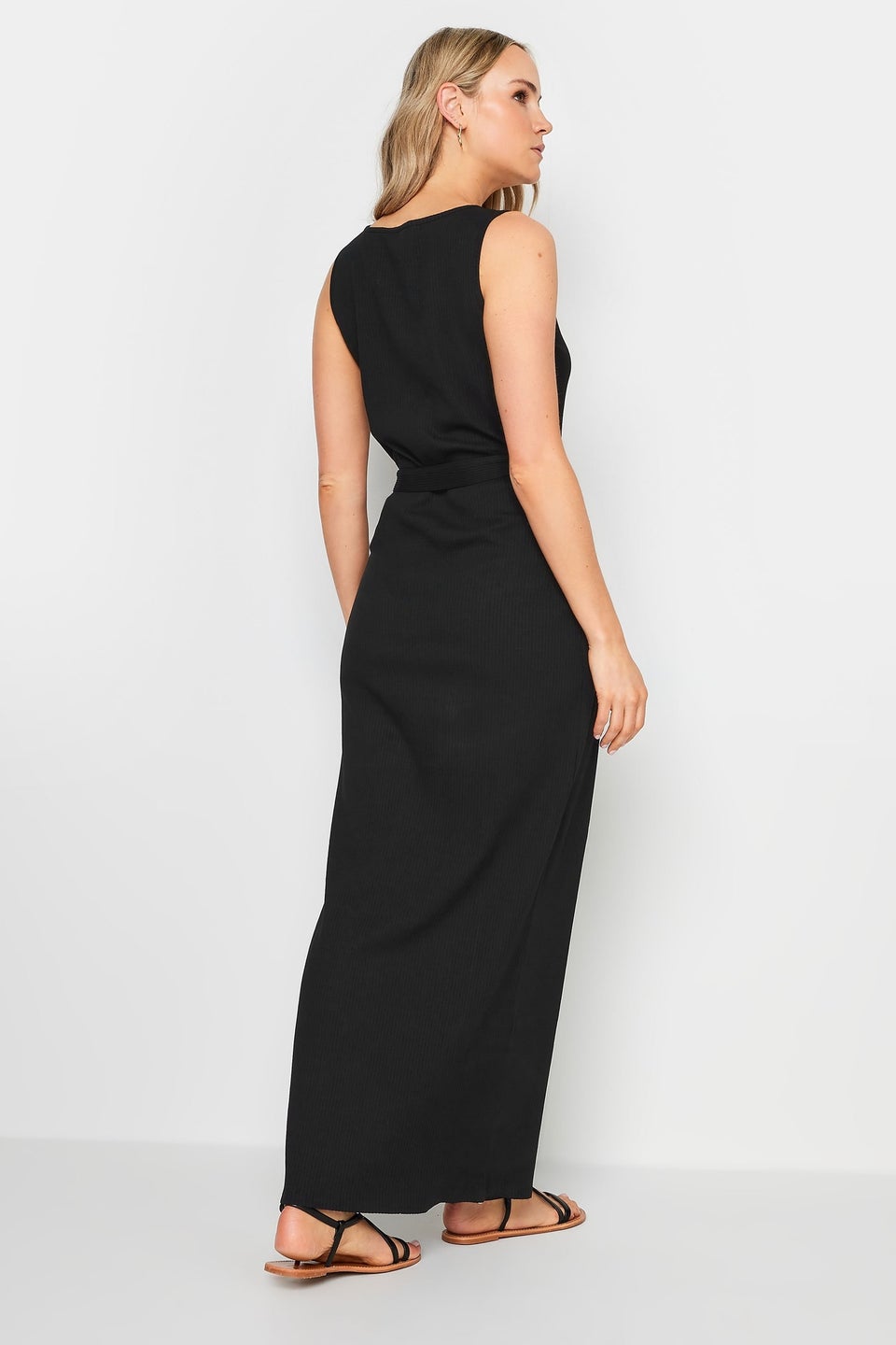Long Tall Sally Black Ribbed Button Through Maxi Dress