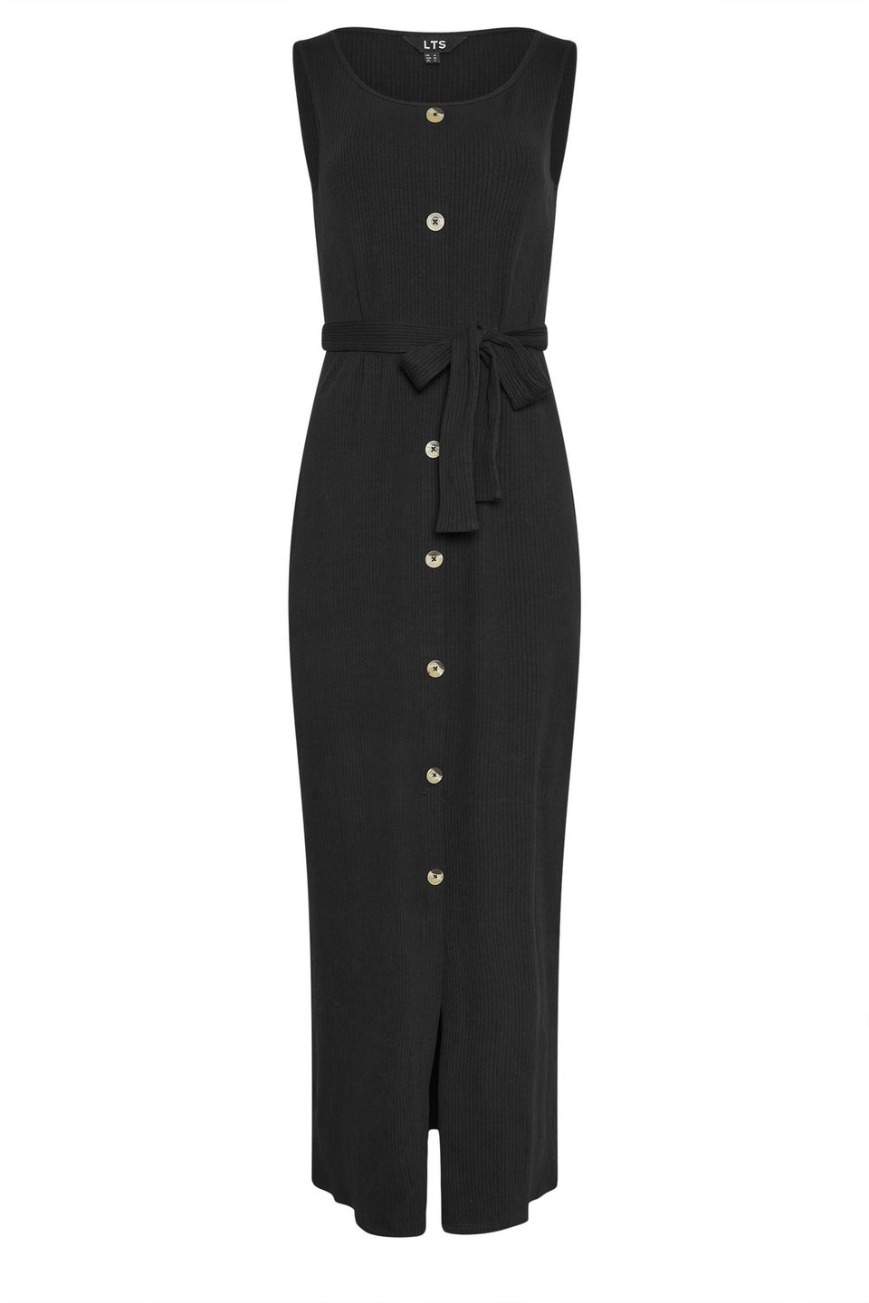 Long Tall Sally Black Ribbed Button Through Maxi Dress