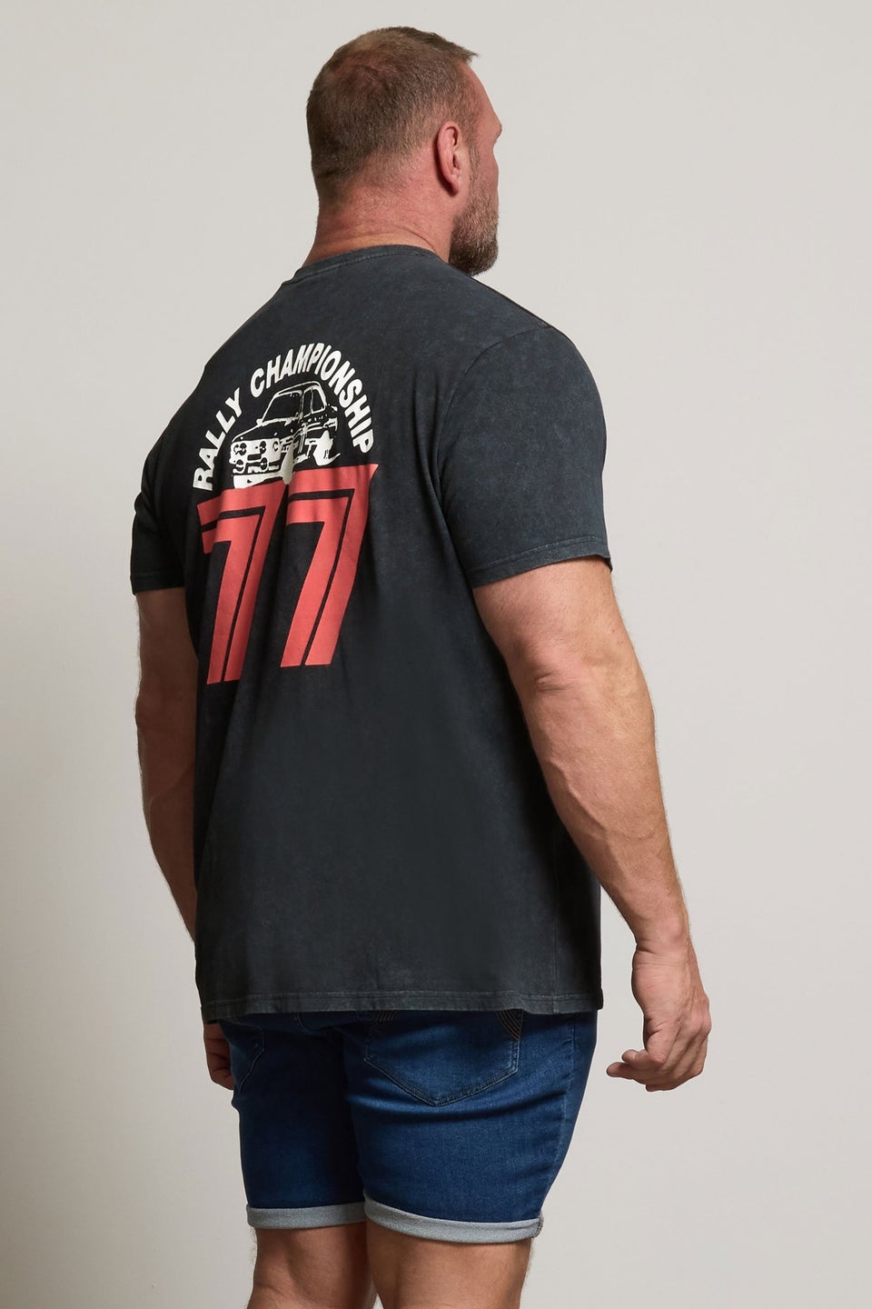 Badrhino Black Acid Wash Printed Castrol T-Shirt