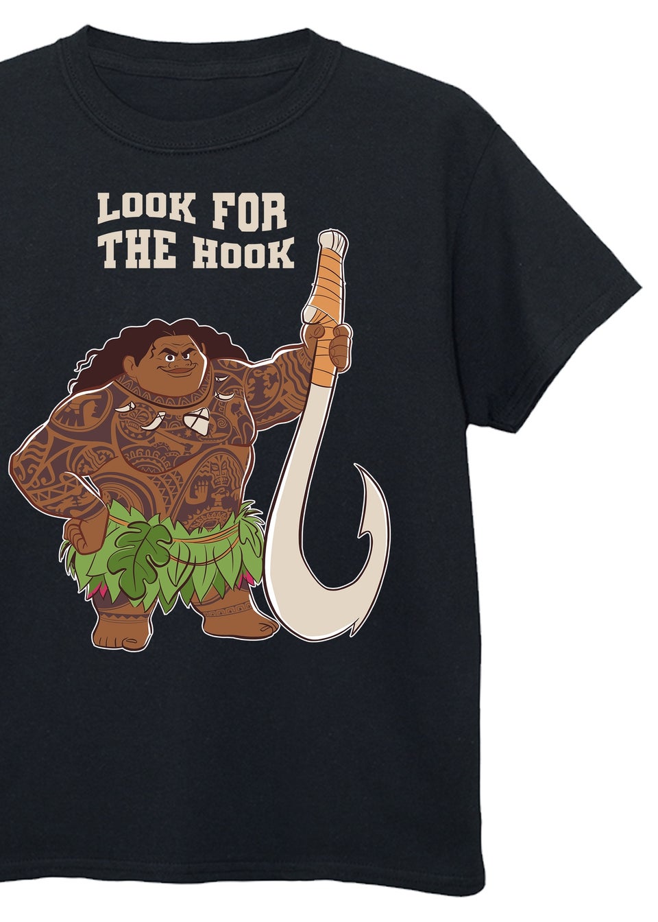 Disney Moana Maui Look For The Hook Kids Black Graphic T-Shirt (3-13 Years)