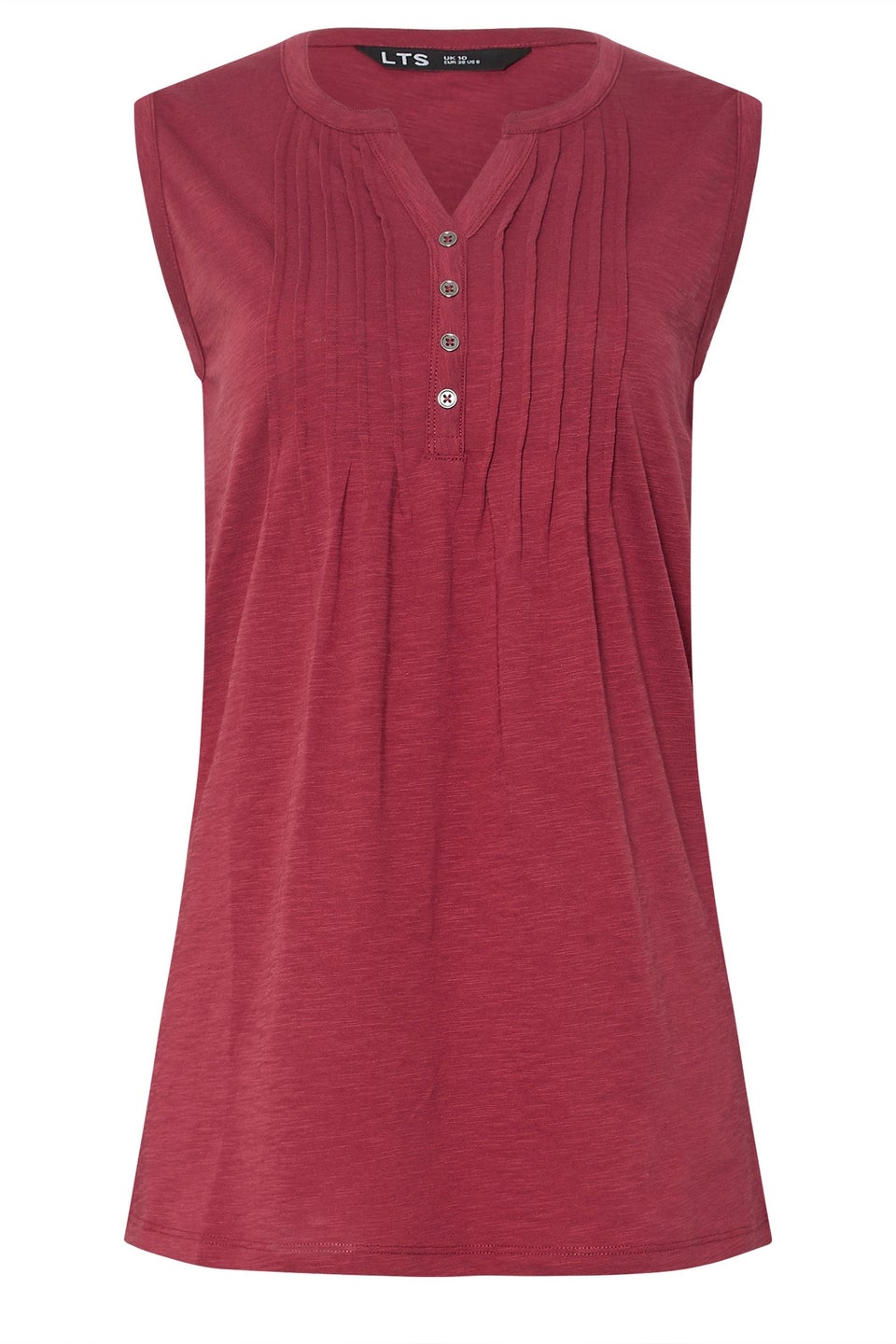 Long Tall Sally Dark Red Cotton Henley Vest Top