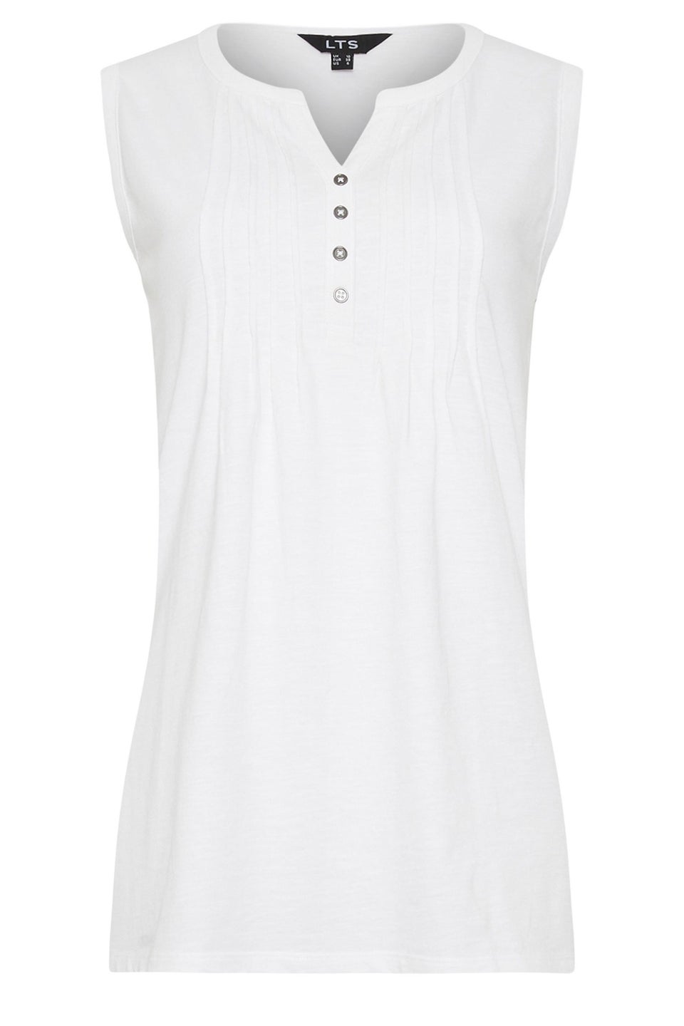 Long Tall Sally White Cotton Henley Vest Top
