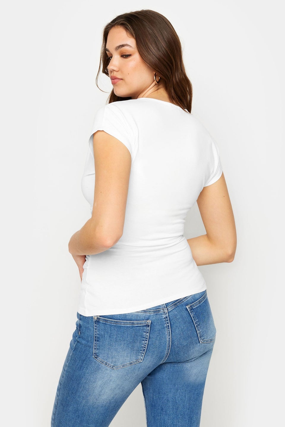 Long Tall Sally Ivory White Short Sleeve Wrap Top