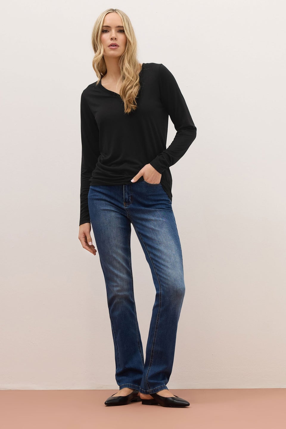 Long Tall Sally Premium Black Long Sleeve V-Neck Top