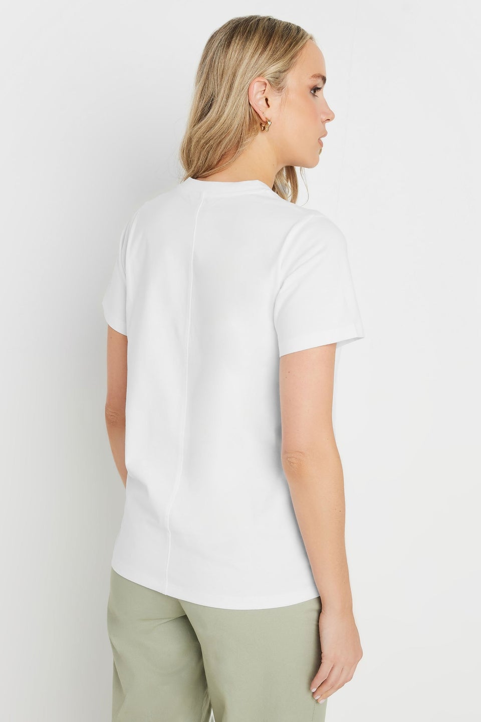 Long Tall Sally White Stitch Seam Panel T-Shirt