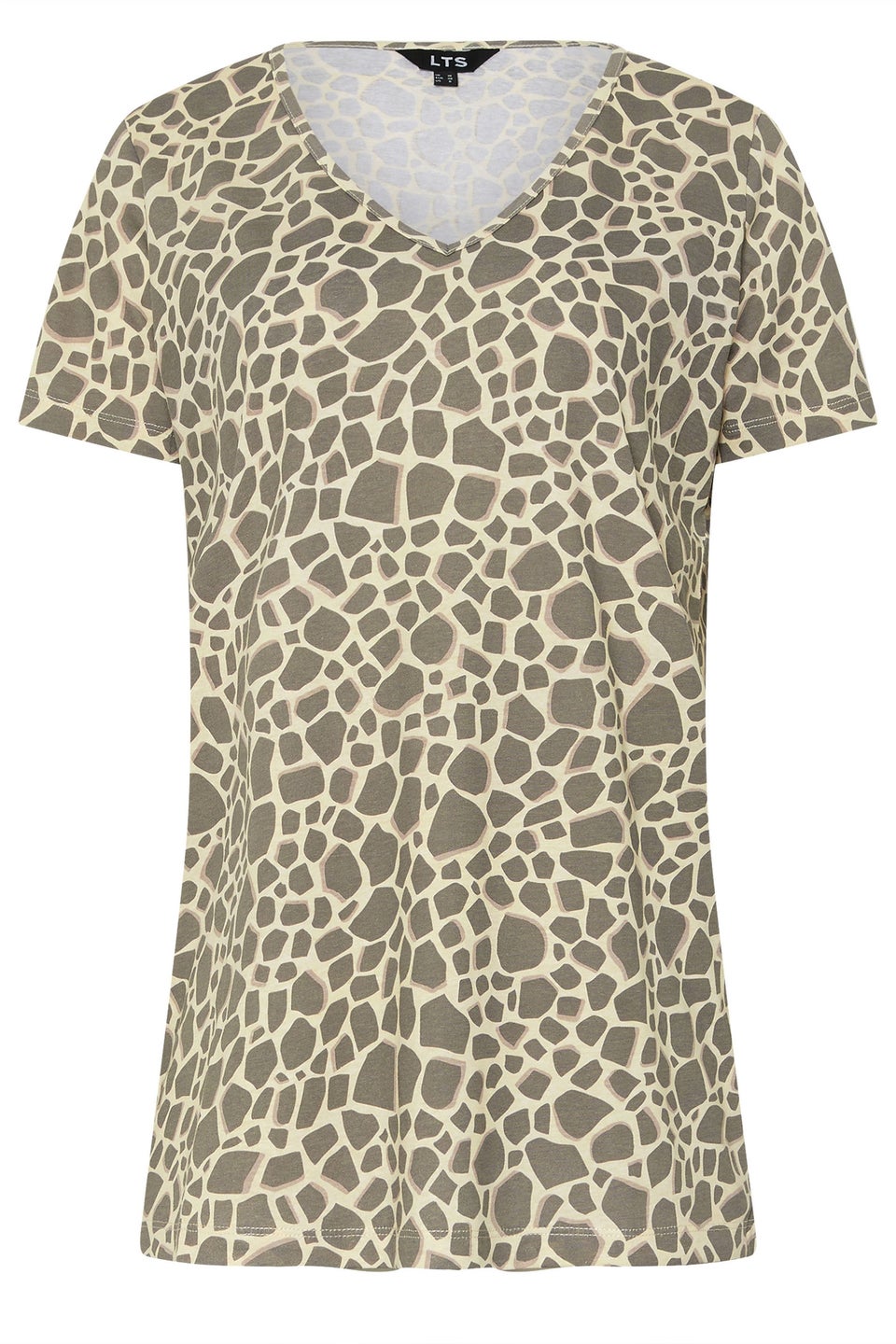 Long Tall Sally Grey Giraffe Print V-Neck T-Shirt