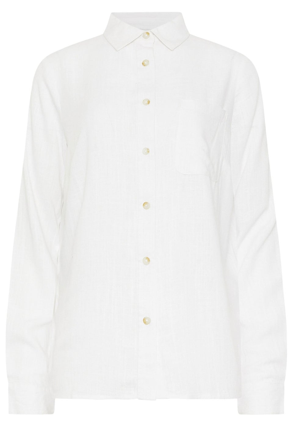 Long Tall Sally White Linen Oversized Long Sleeve Shirt
