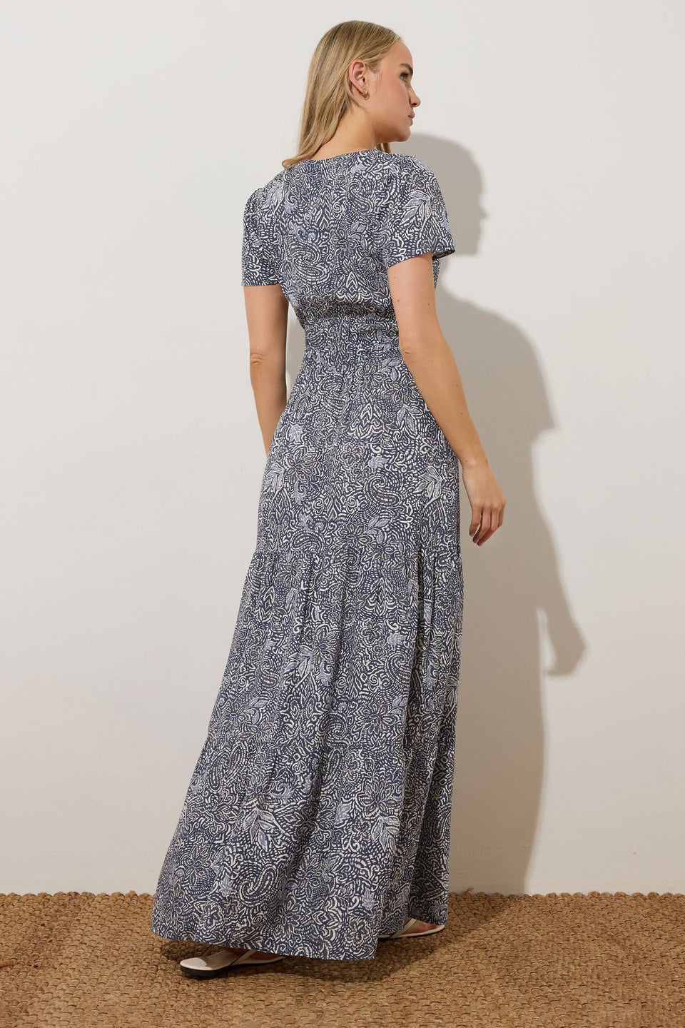 Long Tall Sally Navy Blue Abstract Tiered Maxi Dress