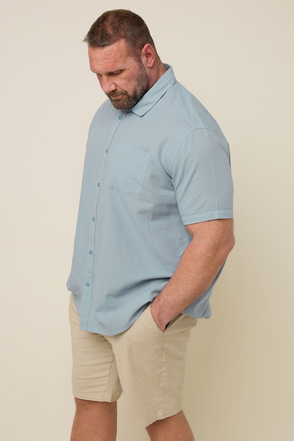 Badrhino Dusky Blue Linen Shirt
