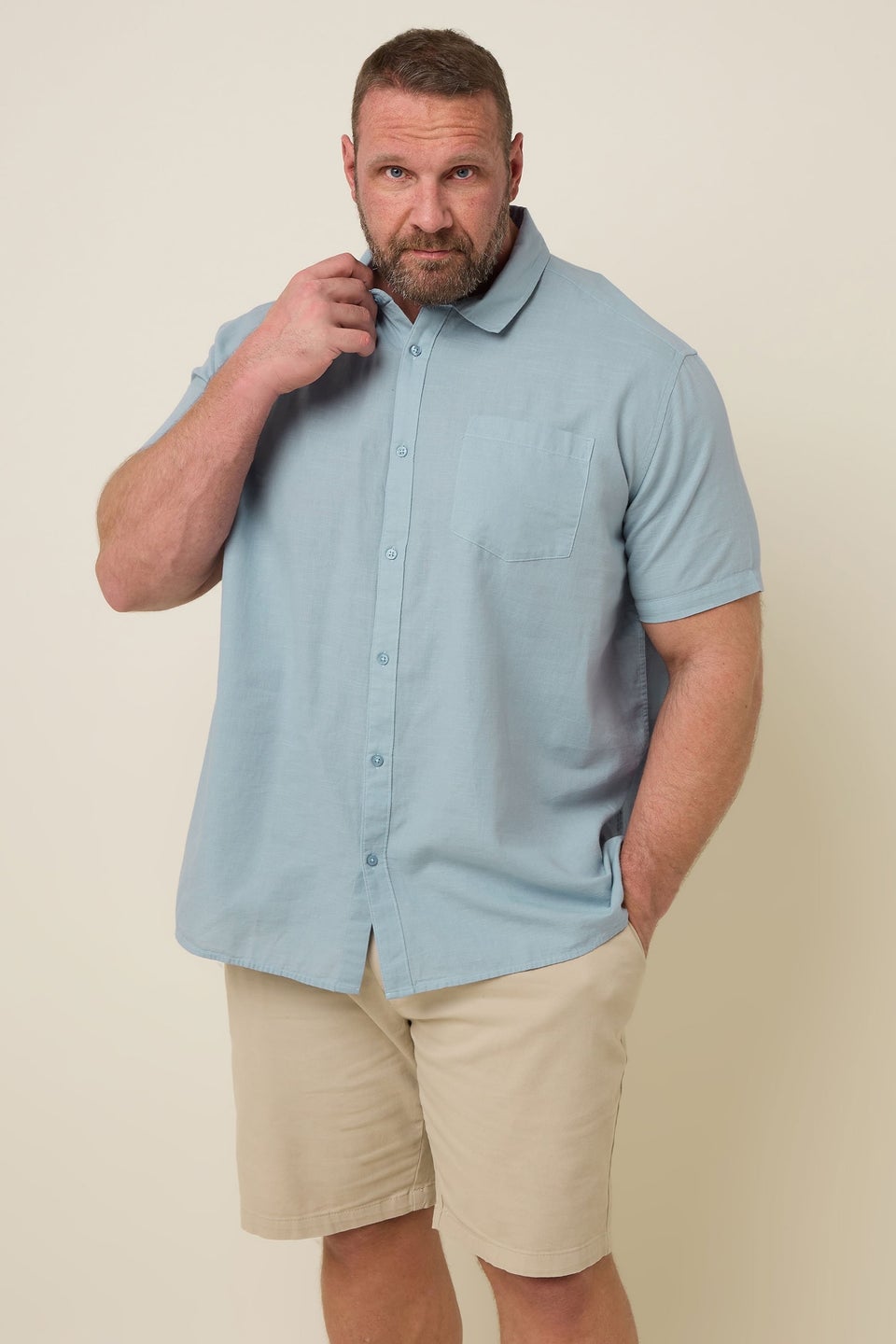 Badrhino Dusky Blue Linen Shirt