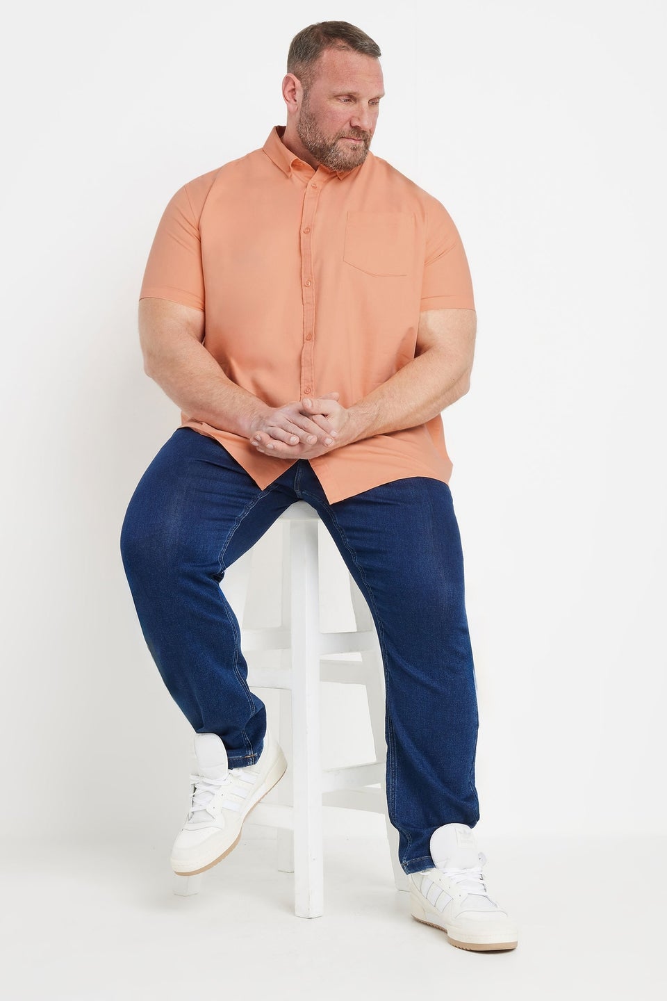 BadRhino Coral Orange Short Sleeve Oxford Shirt