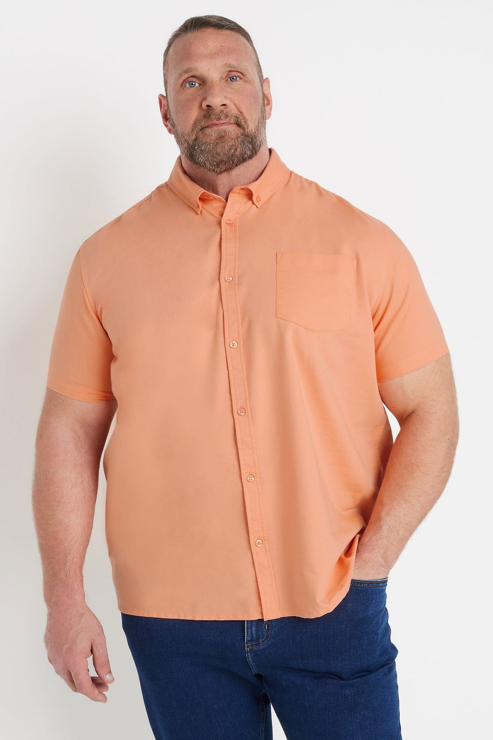 BadRhino Coral Orange Short Sleeve Oxford Shirt