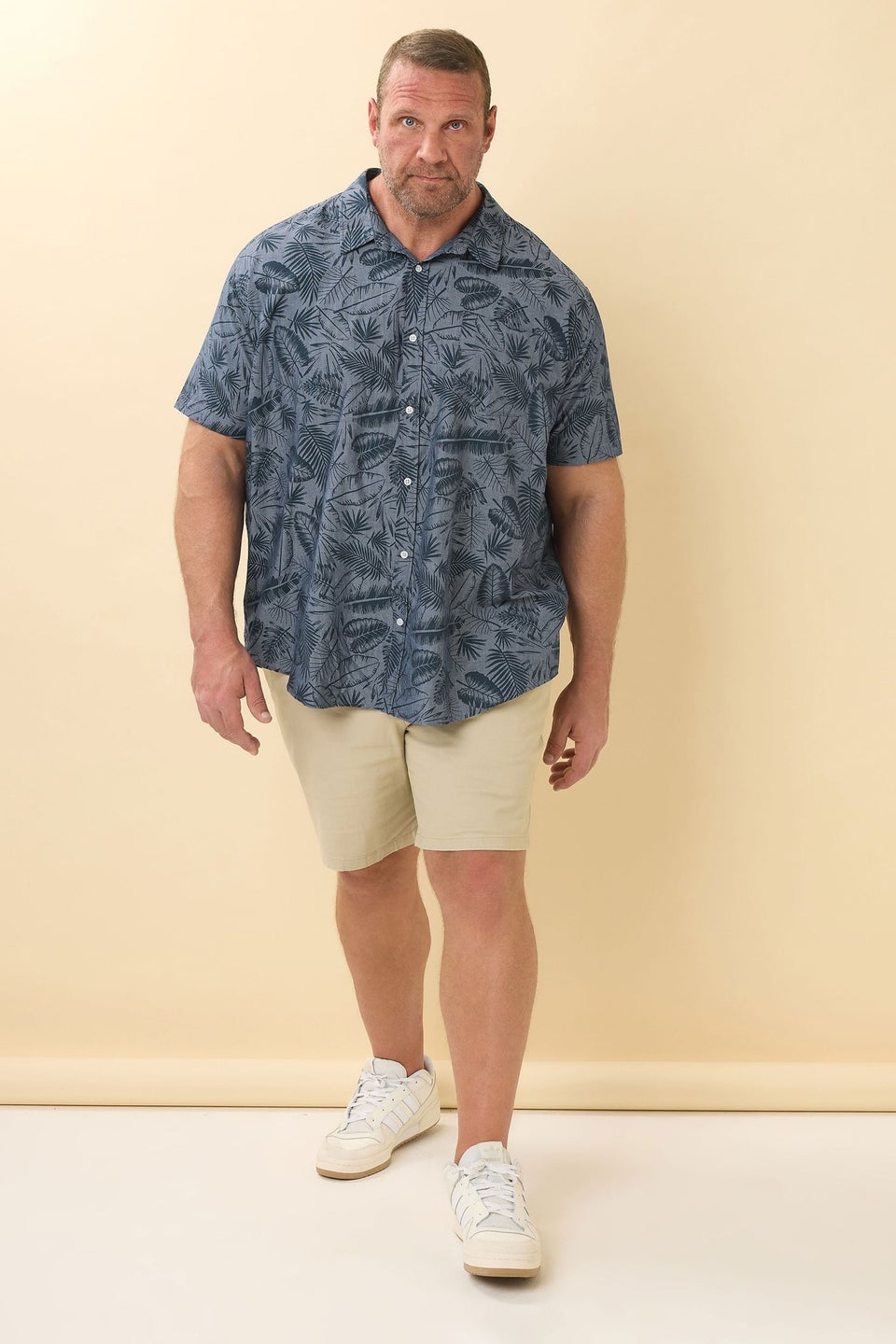 BadRhino Big & Tall Blue Chambray Leaf Shirt