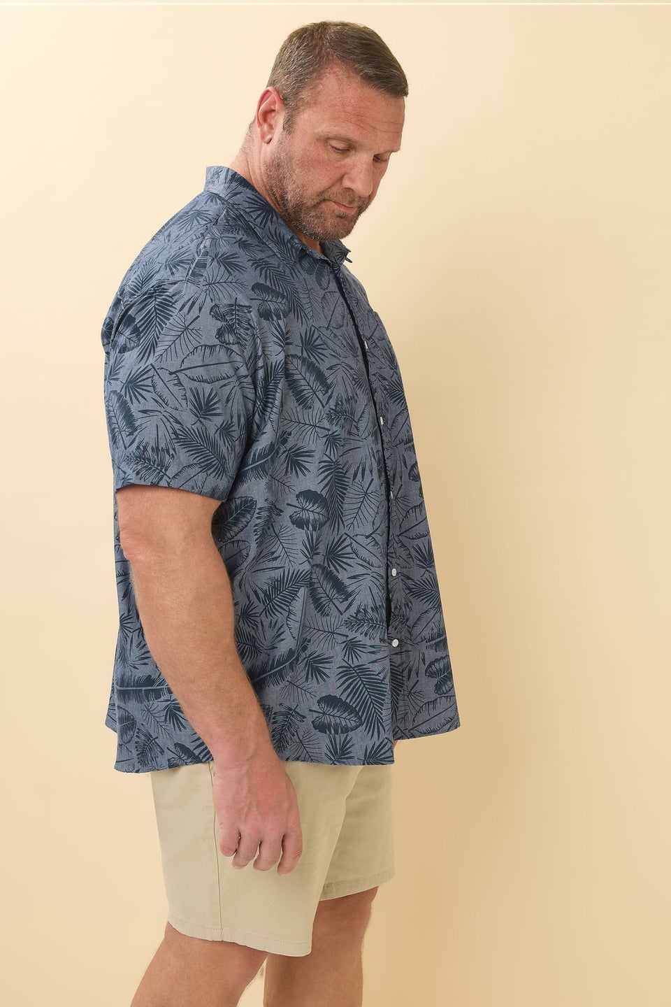 BadRhino Big & Tall Blue Chambray Leaf Shirt