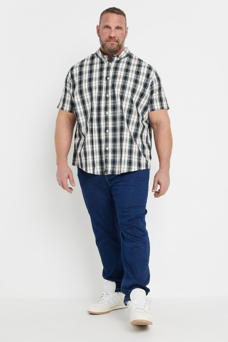Badrhino Black & White Short Sleeve Check Shirt