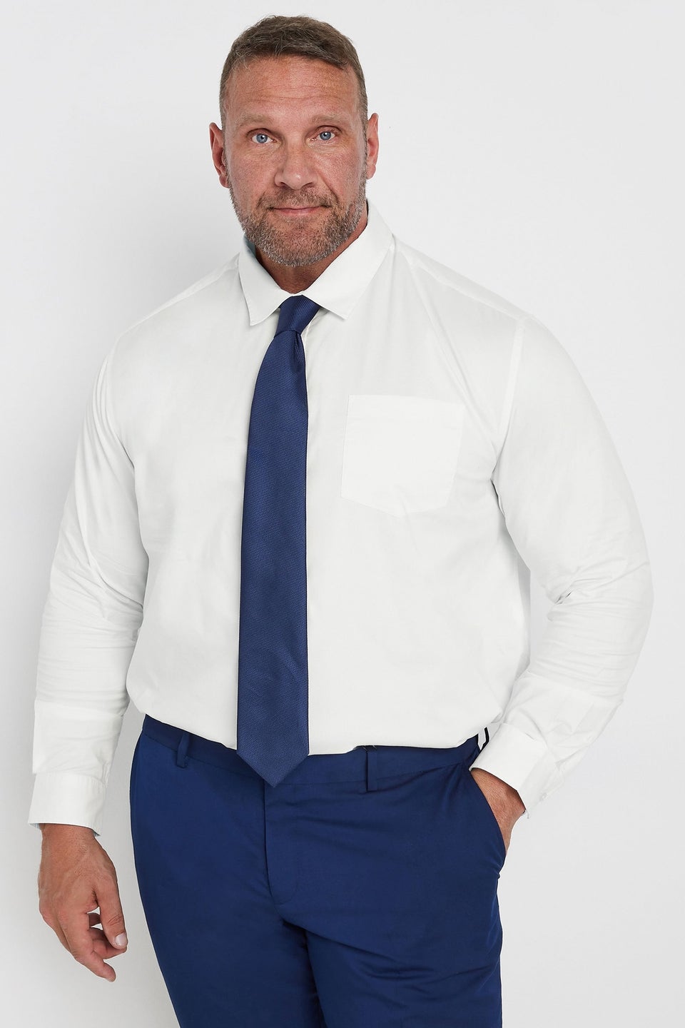 Badrhino White Stretch Long Sleeve Shirt