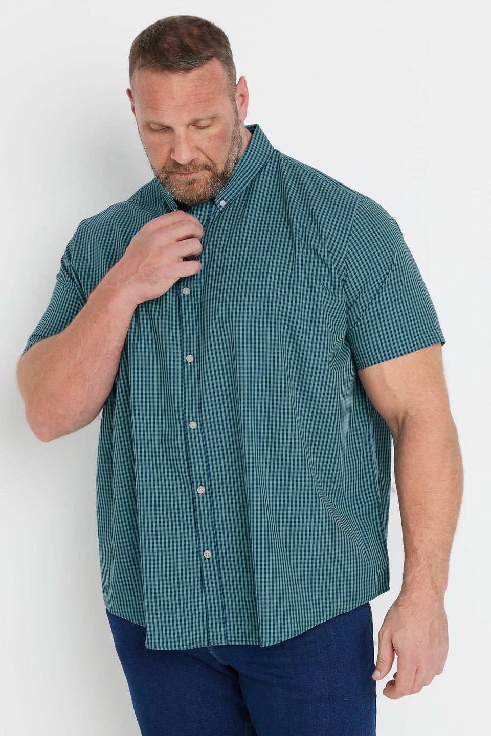 Badrhino Blue Gingham Check Shirt