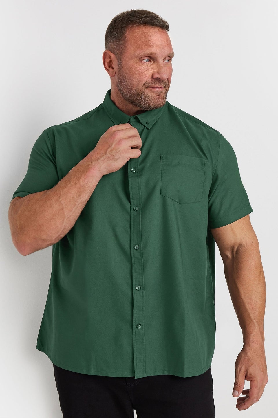 Badrhino Dark Green Short Sleeve Oxford Shirt