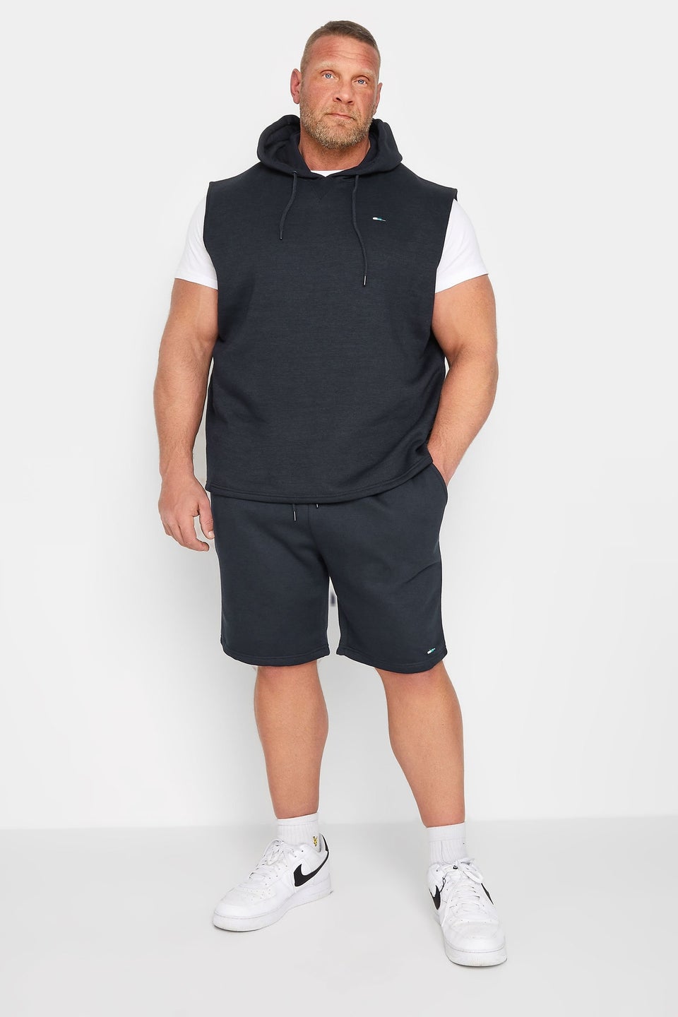 Badrhino Navy Blue Sleeveless Hoodie