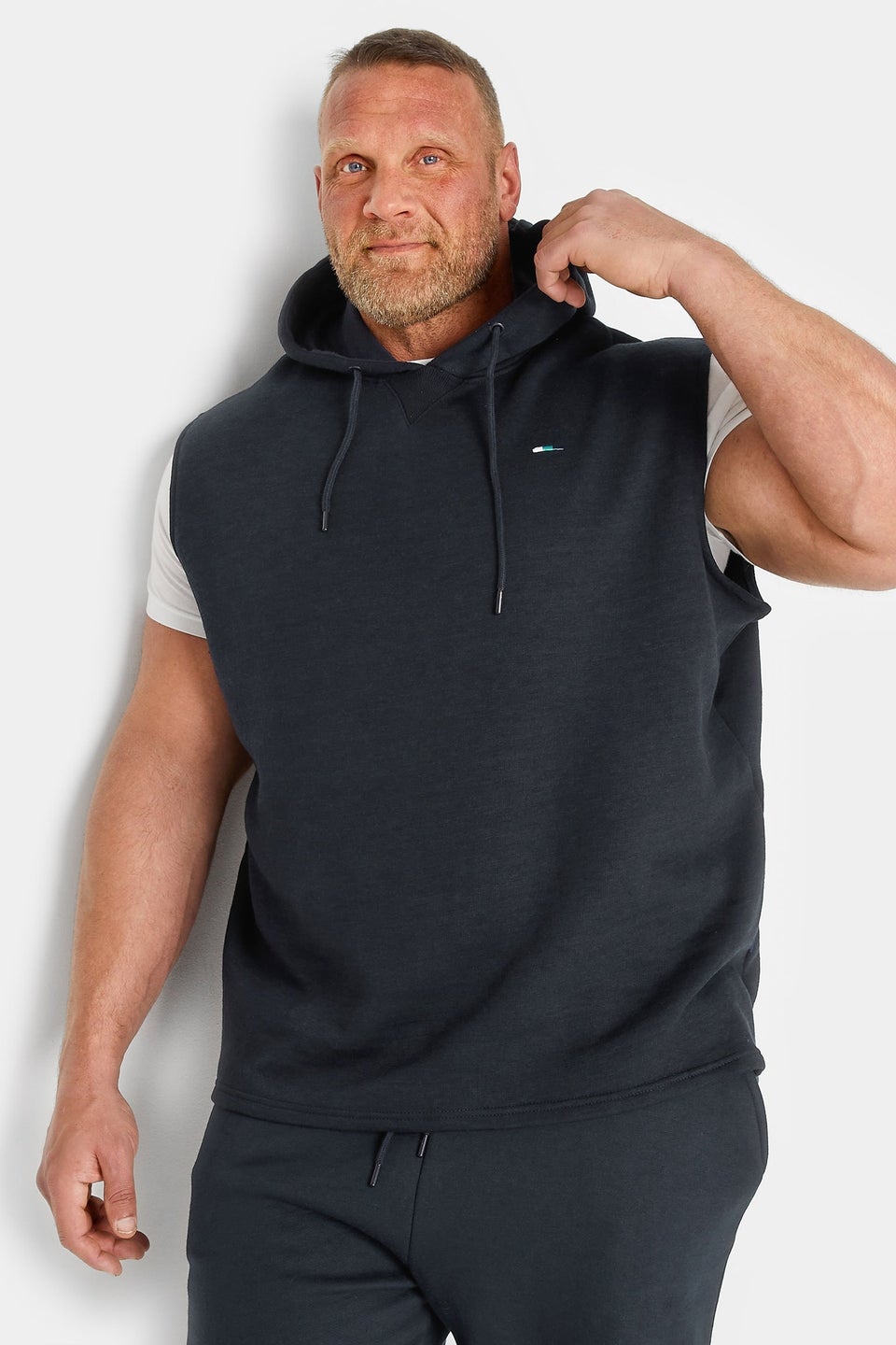 Badrhino Navy Blue Sleeveless Hoodie