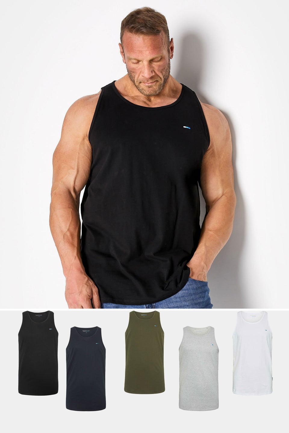 Badrhino Black & White 5 Pack Vest Tops
