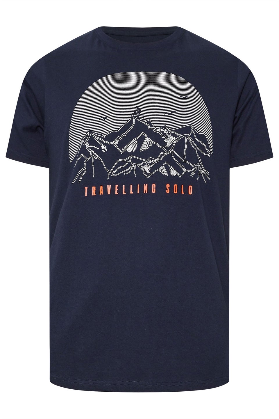 Badrhino Navy Blue Travelling Solo Print T-Shirt