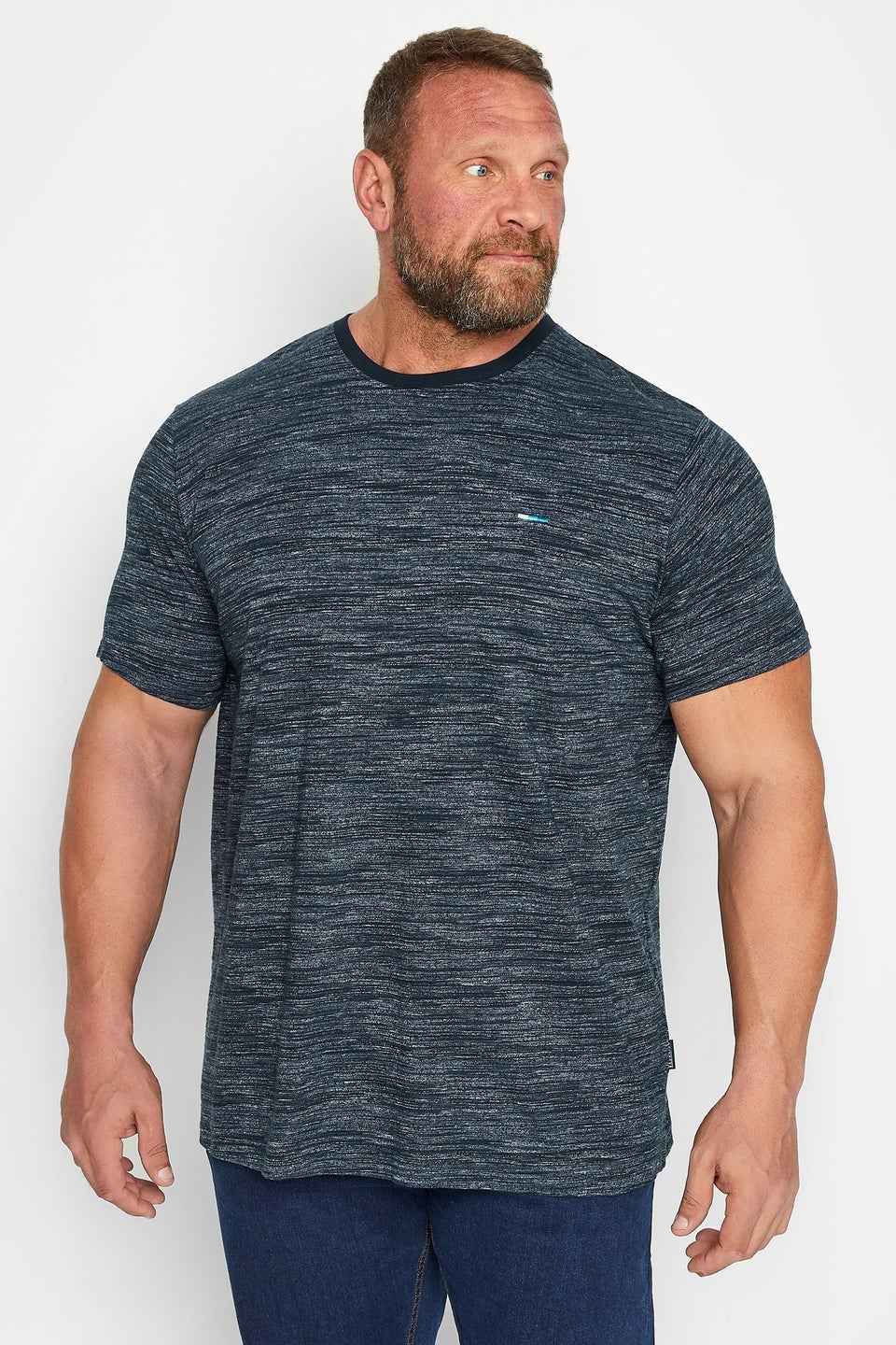 Badrhino Navy Blue Injected Slub T-Shirt