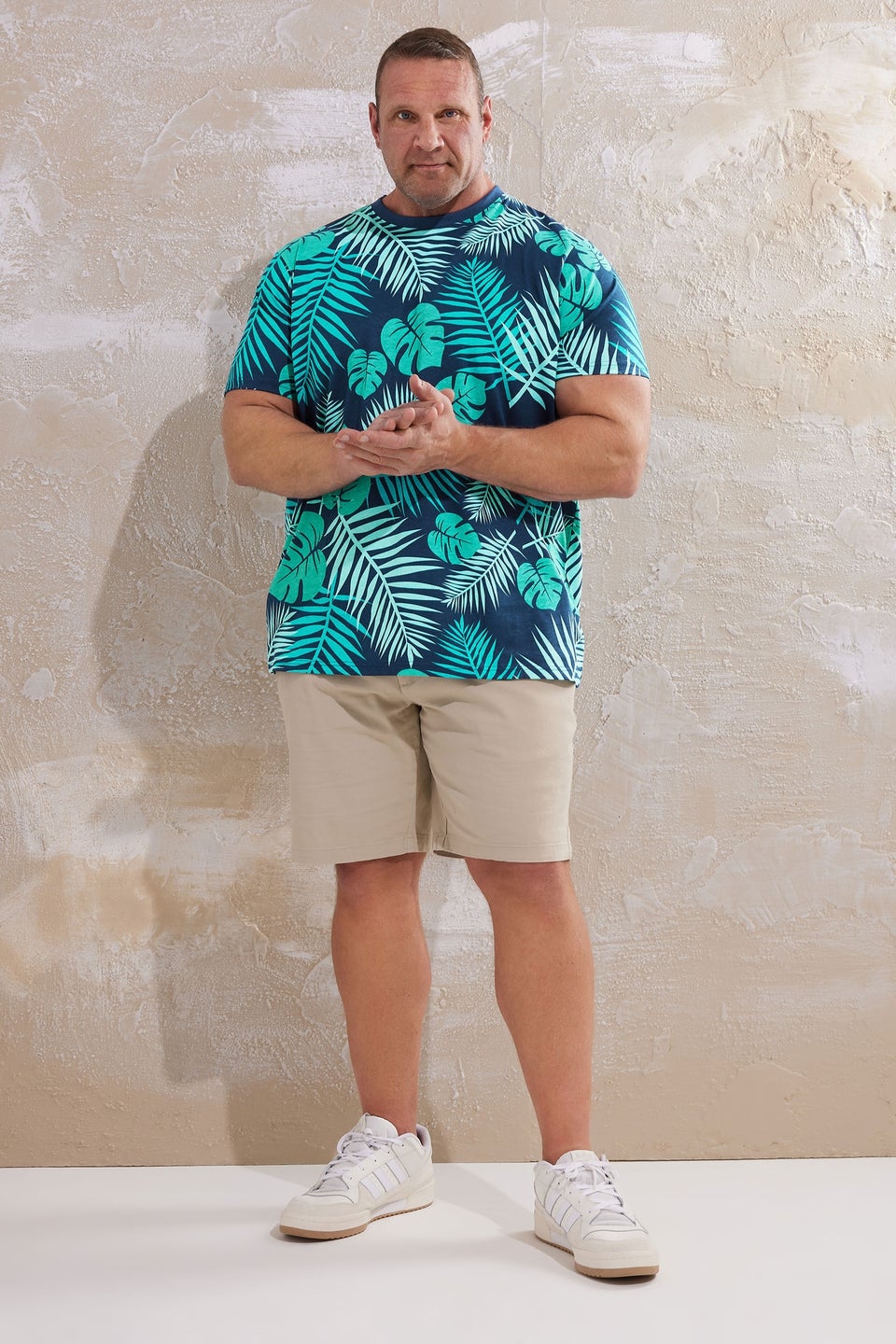 BadRhino Big & Tall Navy Blue Leaf Printed T-Shirt