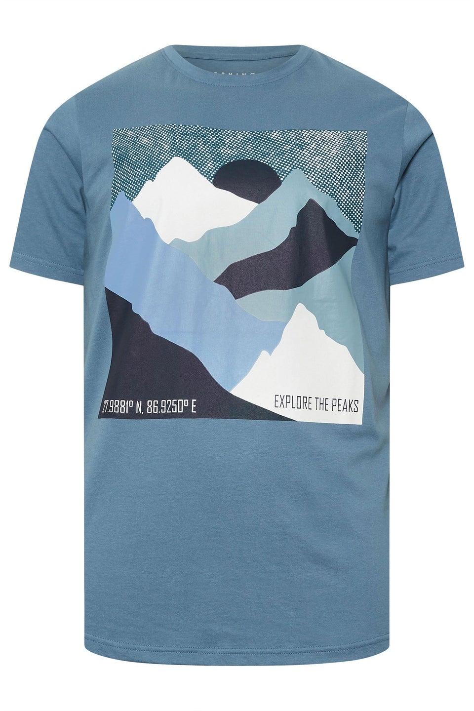Badrhino Light Blue Abstract Mountain Print T-Shirt