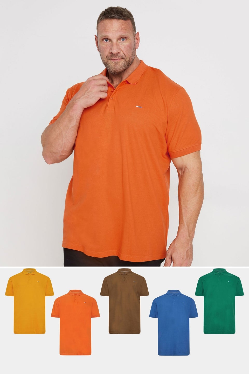 BadRhino 5 Pack Pumpkin Orange & Blue Polo Shirts