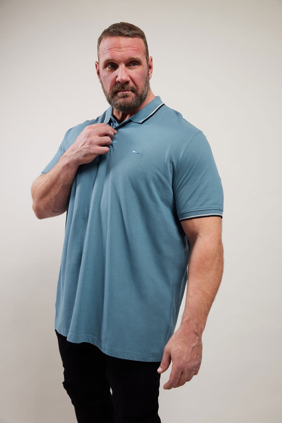 BadRhino Big & Tall Blue Tipped Polo Shirt