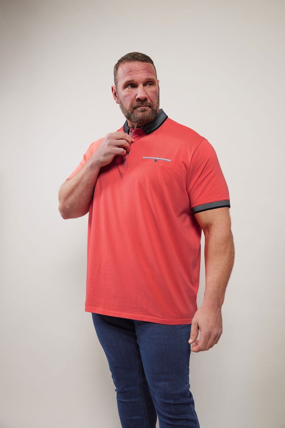 Badrhino Orange Chambray Polo Shirt