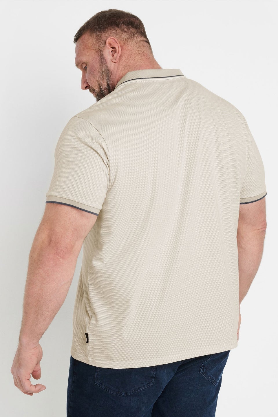 BadRhino Big & Tall Beige Brown Textured Waffle Polo Shirt