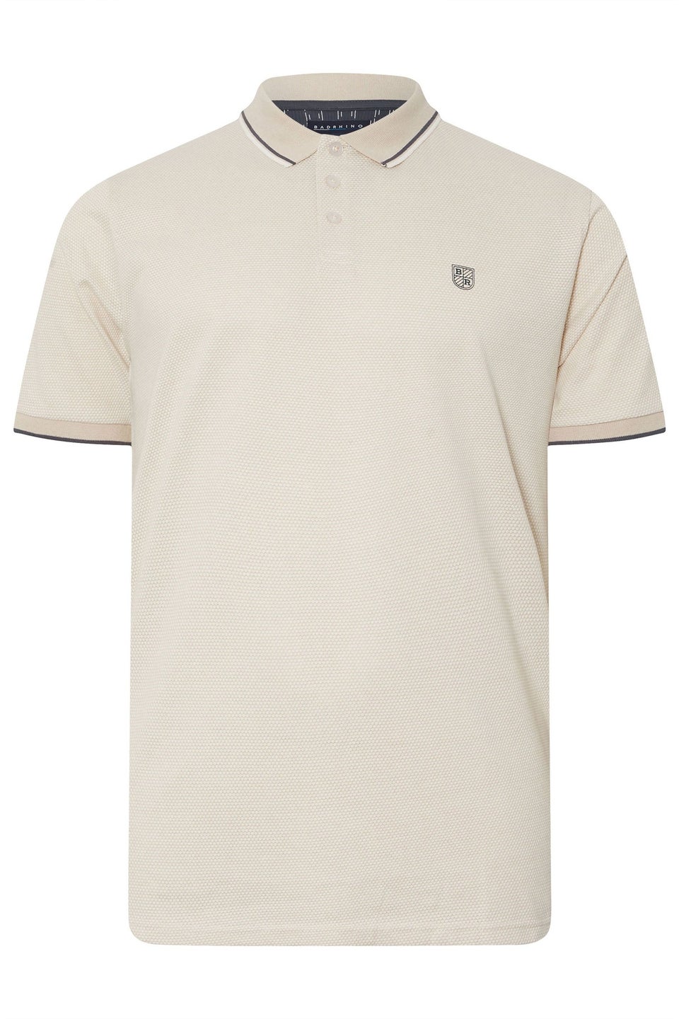 BadRhino Big & Tall Beige Brown Textured Waffle Polo Shirt