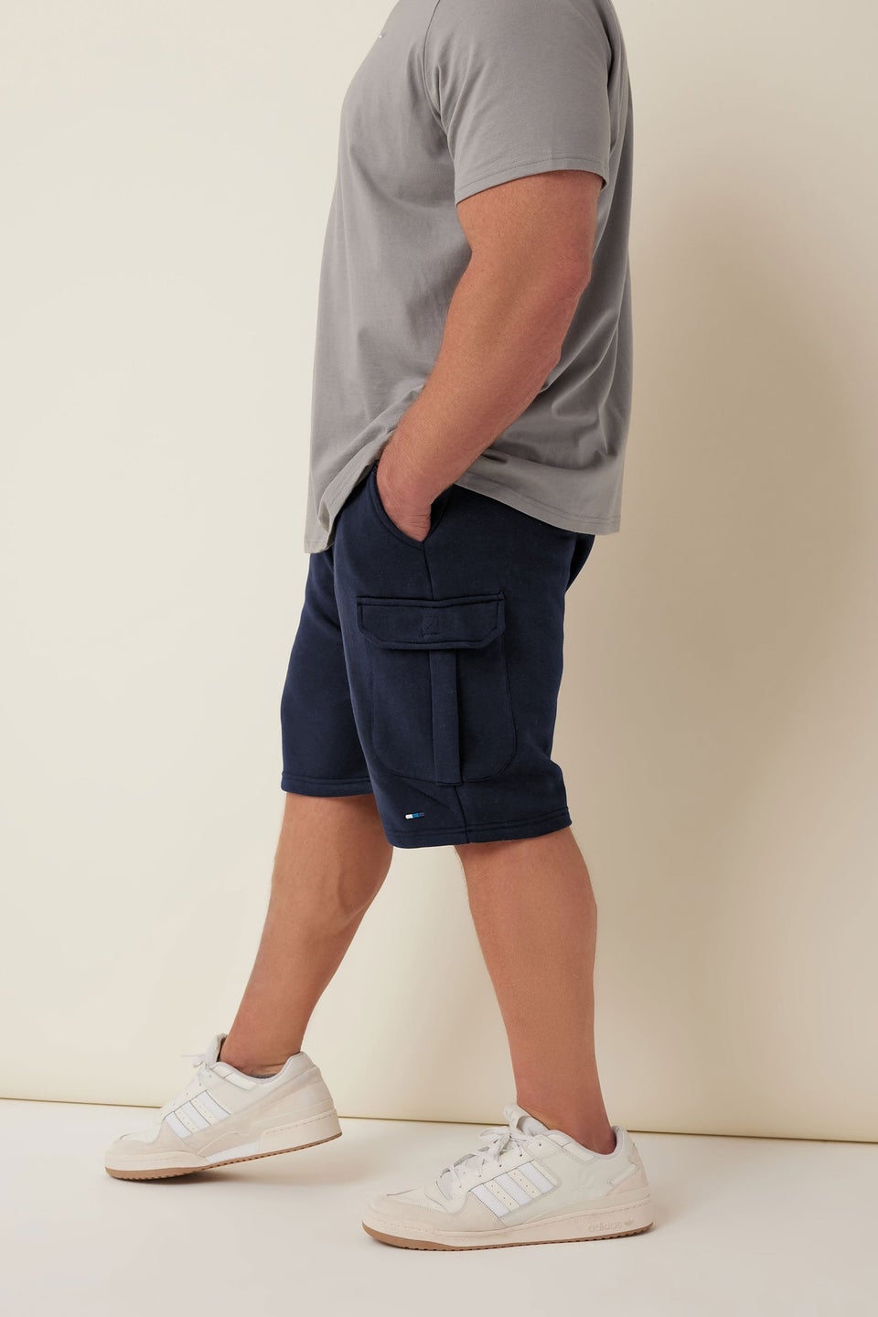 Badrhino Navy Blue Essential Cargo Jogger Shorts