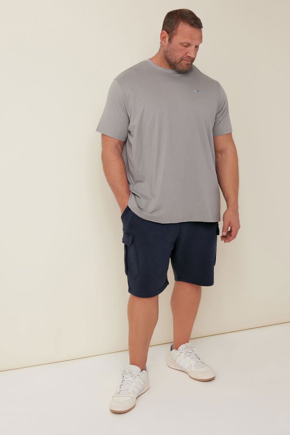 Badrhino Navy Blue Essential Cargo Jogger Shorts