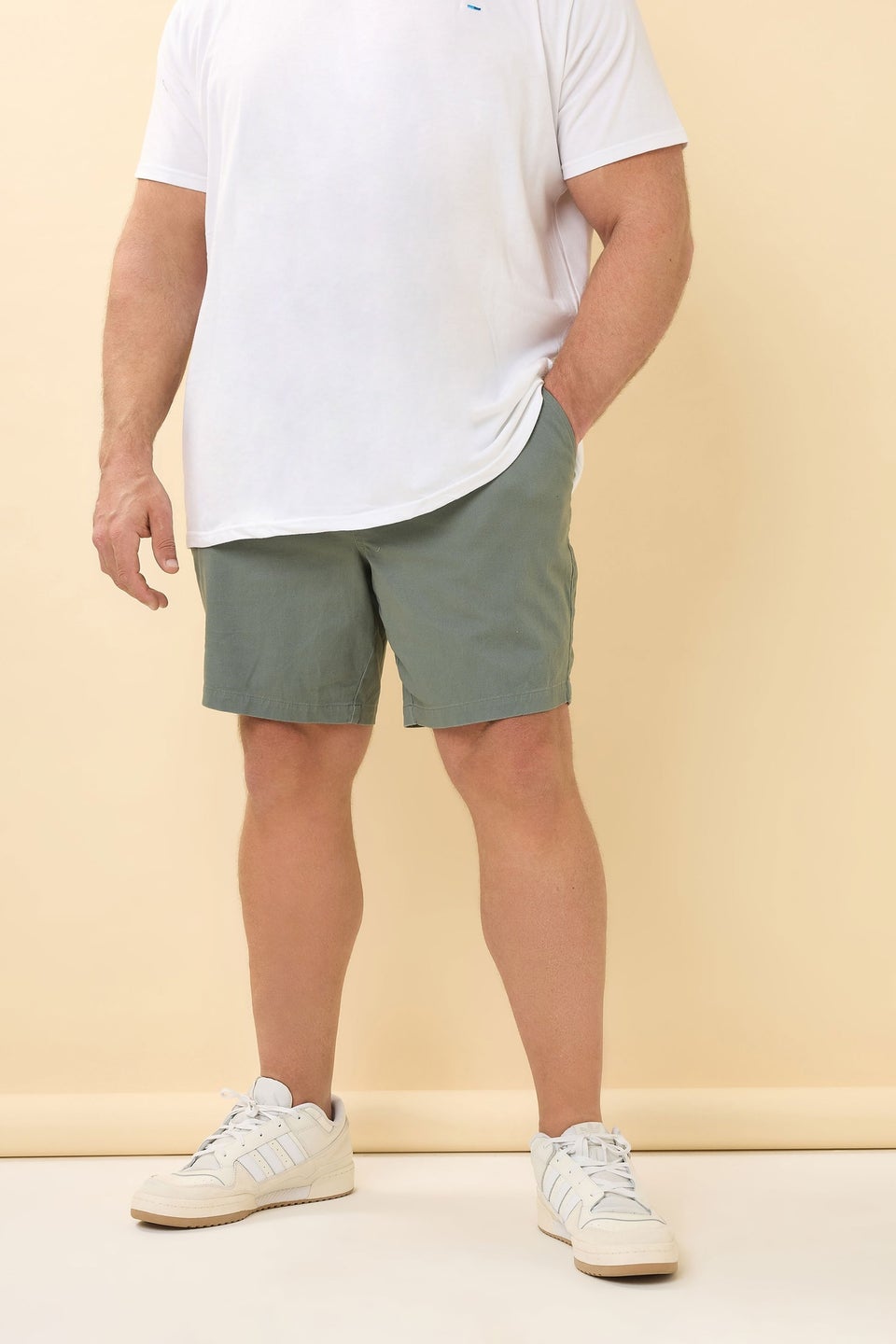 Badrhino Sage Green Stretch Elasticated Waist Chino Shorts