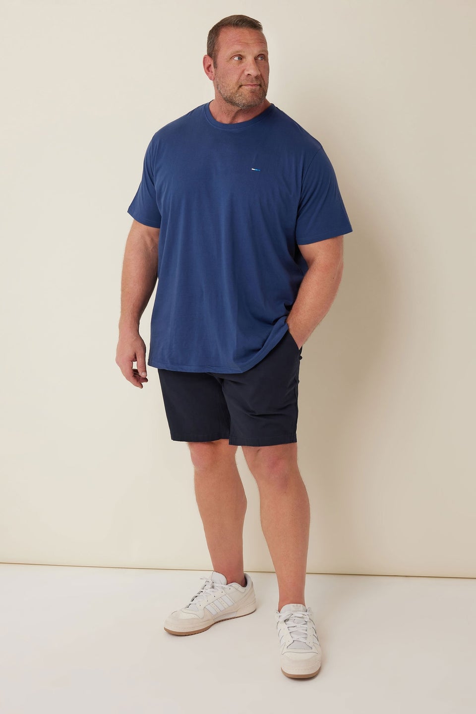 Badrhino Navy Blue Stretch Chino Shorts