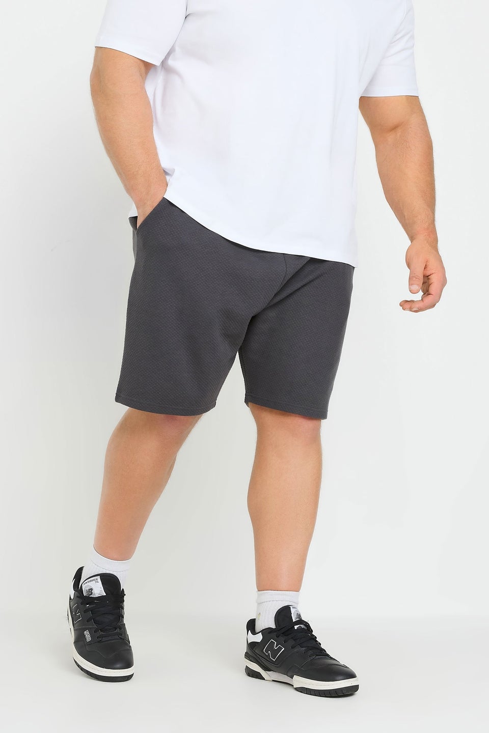 Badrhino Grey Diamond Quilted Shorts