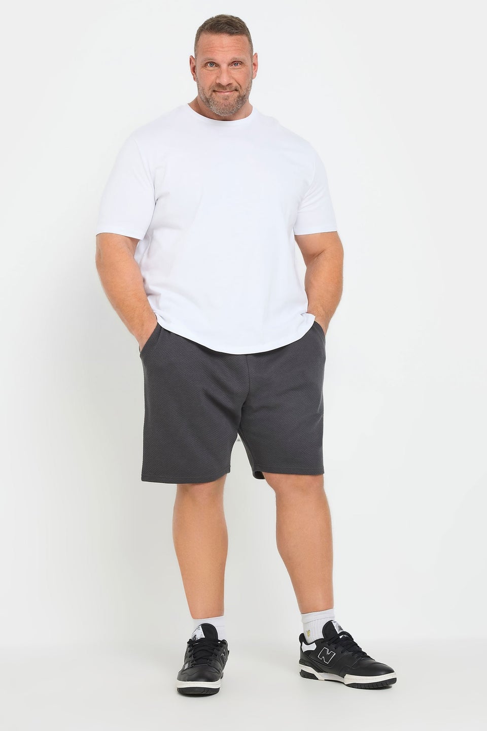 Badrhino Grey Diamond Quilted Shorts