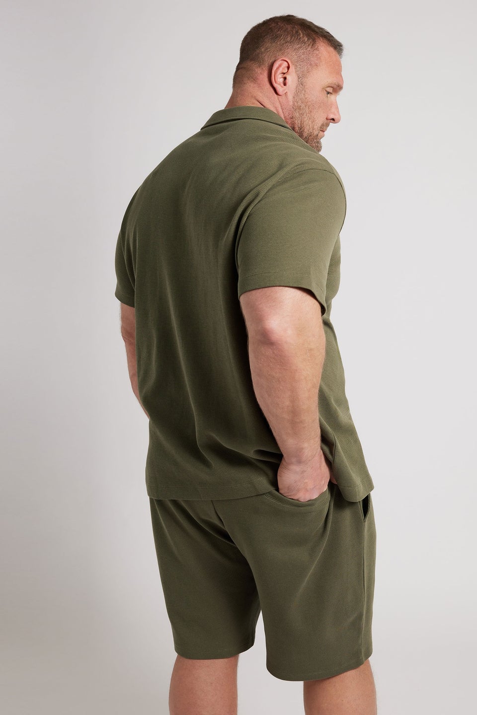 BadRhino Khaki Green Textured Jersey Shorts