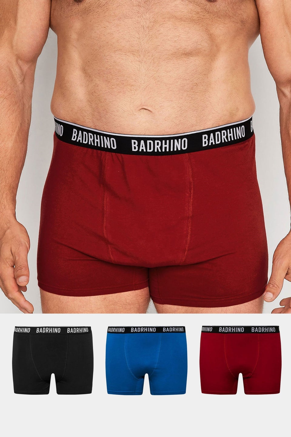BadRhino Big & Tall 3 Pack Black/Red/Blue Boxers