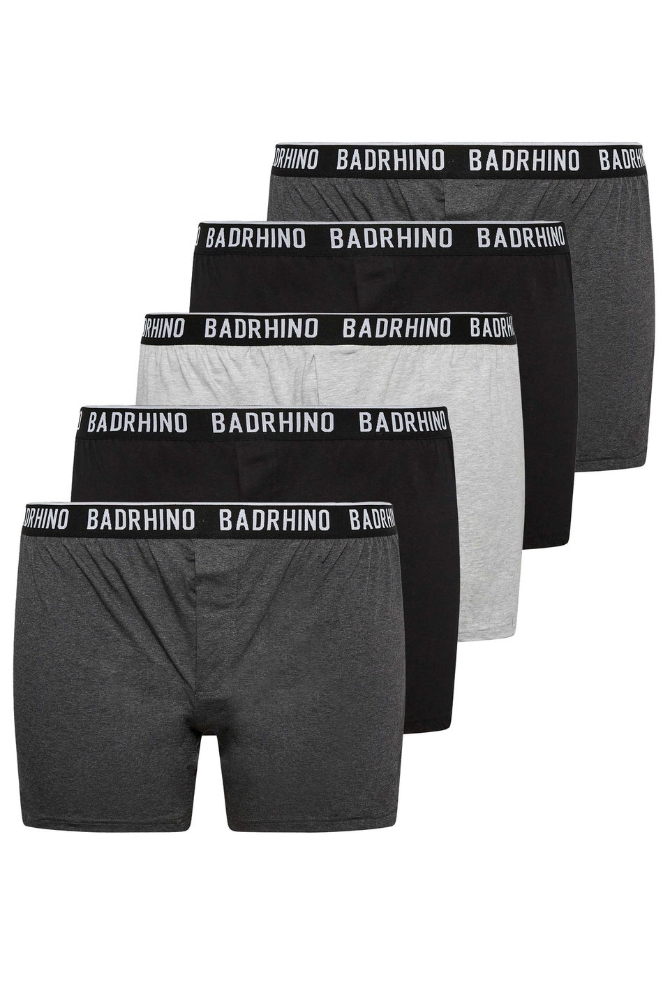 BadRhino Big & Tall 5 PACK Black & Grey Button Up Loose Fit Boxers