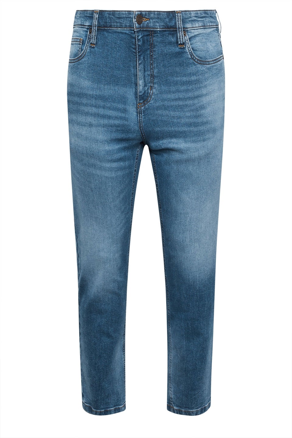 Badrhino Blue Washed Straight Leg Stretch Jeans