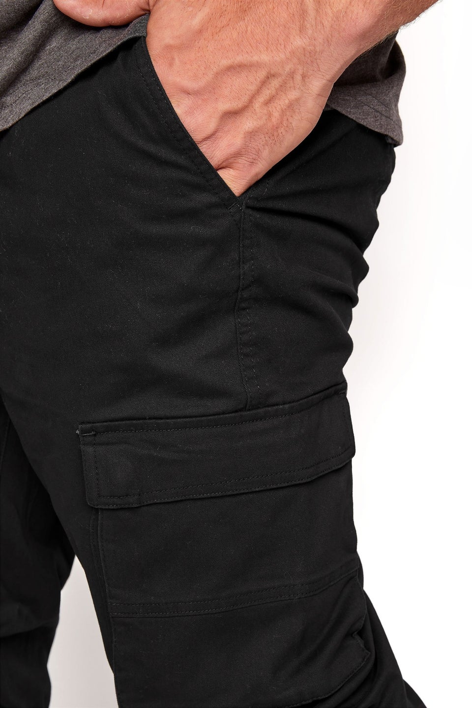 Badrhino Black Stretch Cargo Trousers