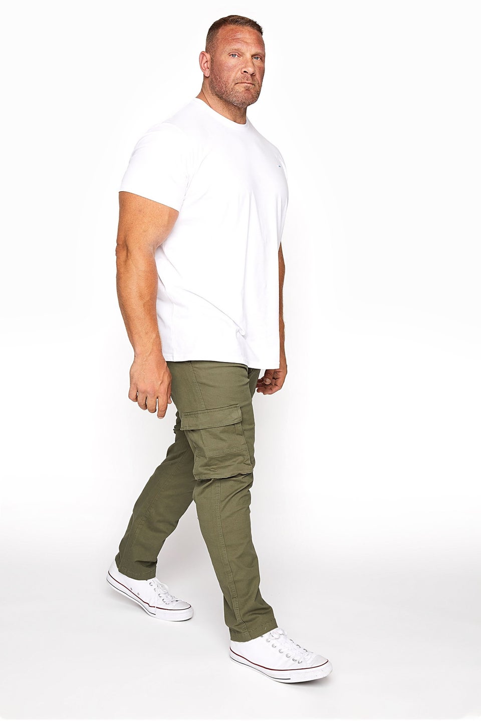 Badrhino Khaki Green Stretch Cargo Trousers