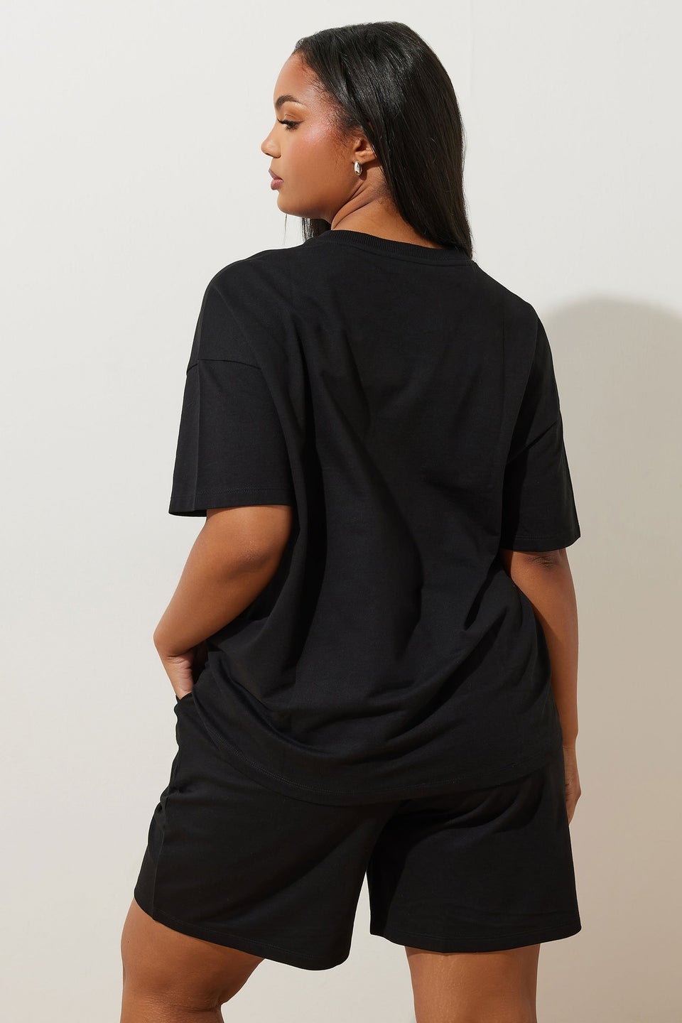 YOURS Curve Black Sweat T-Shirt & Shorts Set