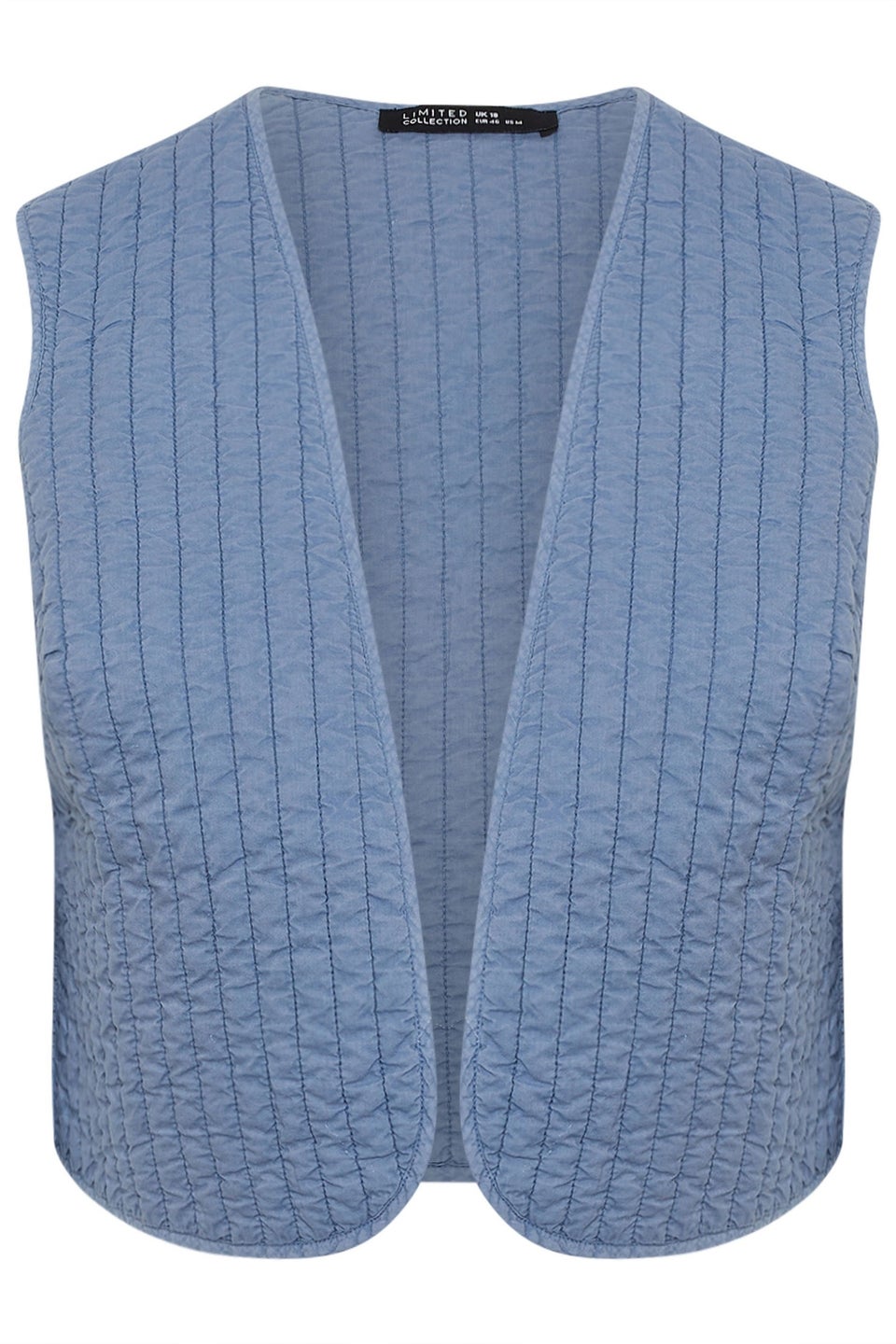 LIMITED COLLECTION Curve Blue Washed Quilted Waistcoat