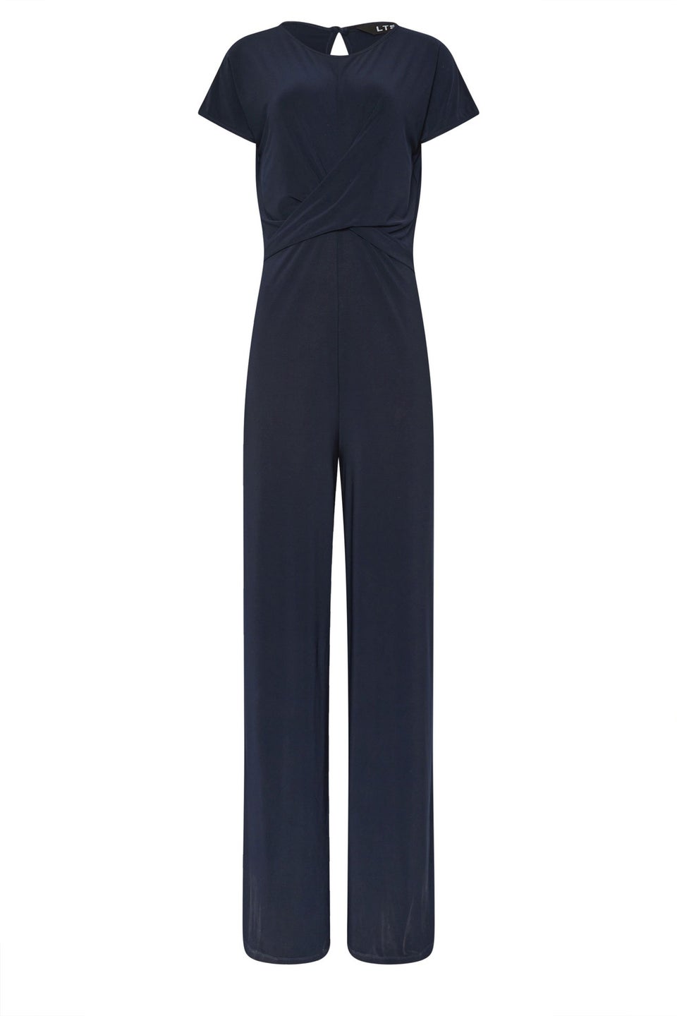 Long Tall Sally Navy Blue Twist Front Wide Leg Jumpsuit