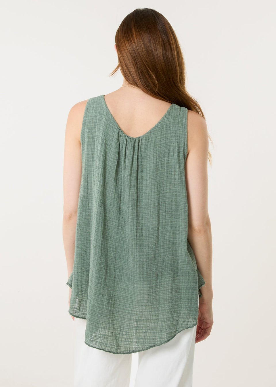 Blue Vanilla Khaki Necklace Sleeveless Top